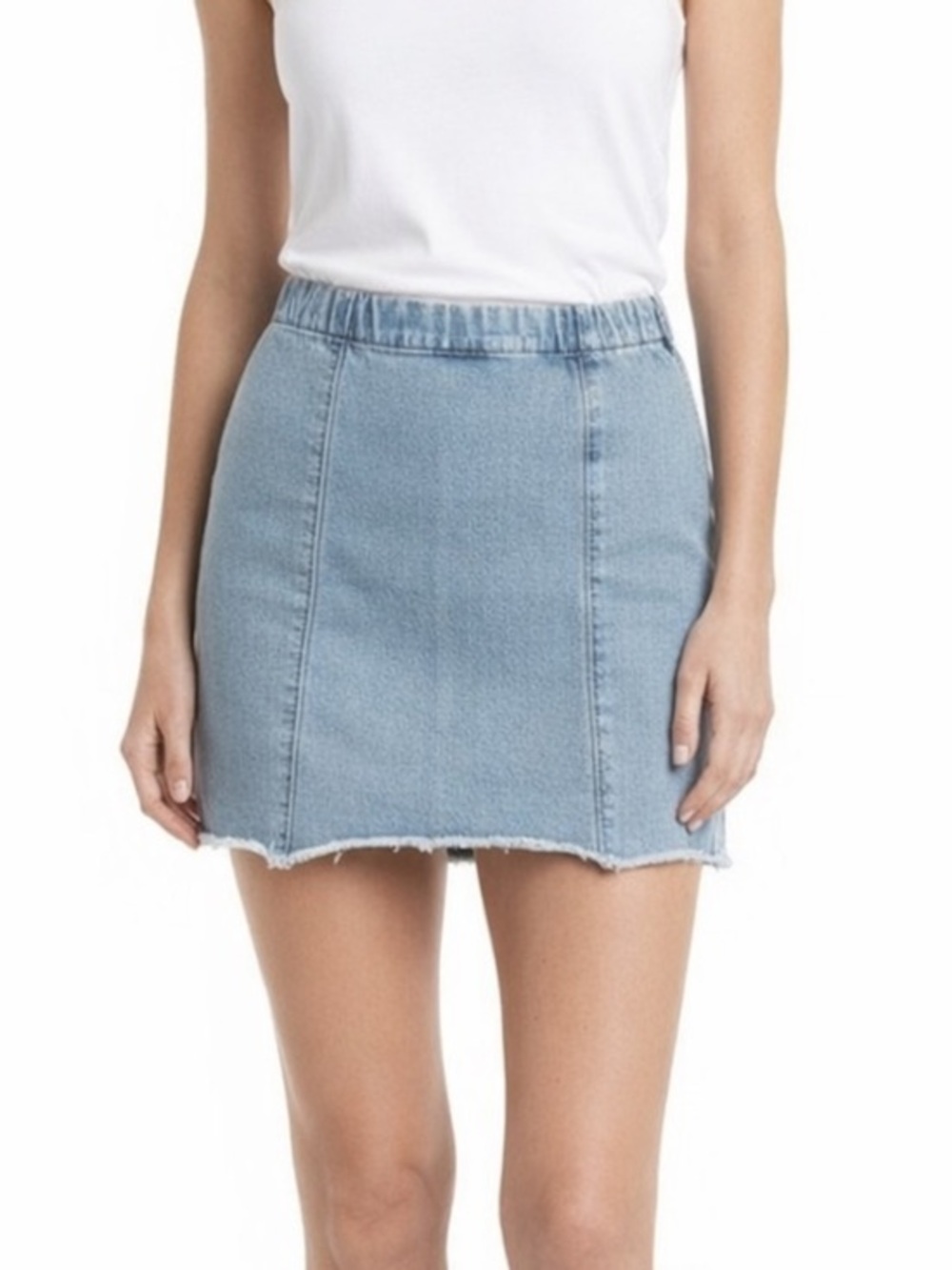 Forever 21 Light Wash Denim Mini Skirt Raw Hem Girls XXS
